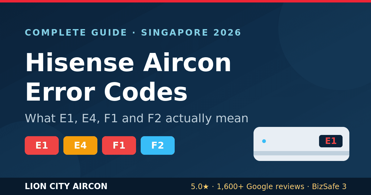 Hisense aircon error codes Singapore guide: what E1, E4, F1 and F2 mean on the display