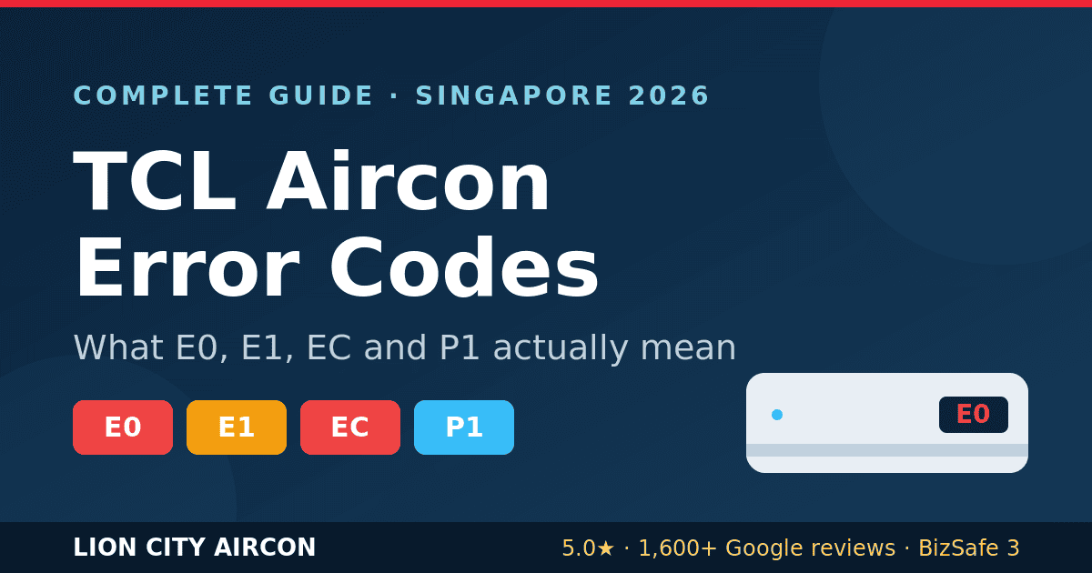 TCL aircon error codes Singapore guide: what E0, E1, EC and P1 mean on the display